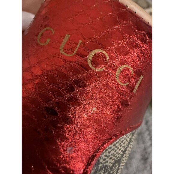 Gucci Womens GG Supreme Canvas Ace Sneakers Size 37.5 Red & Blue Stripes Made In - Picture 11 of 15
